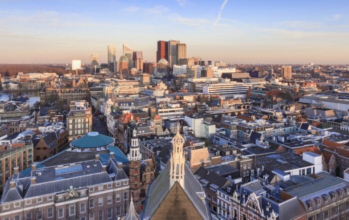 Uitzicht over de binnenstad van Den Haag. Foto © The Hague & Partners/Arjan de Jager